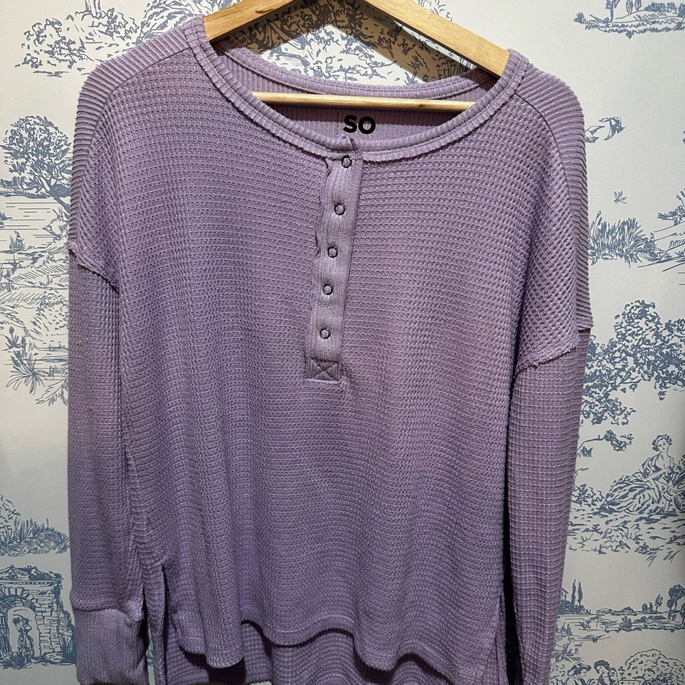 SO Lavender Waffle Knit Henley